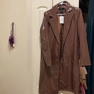 Patent brown coat